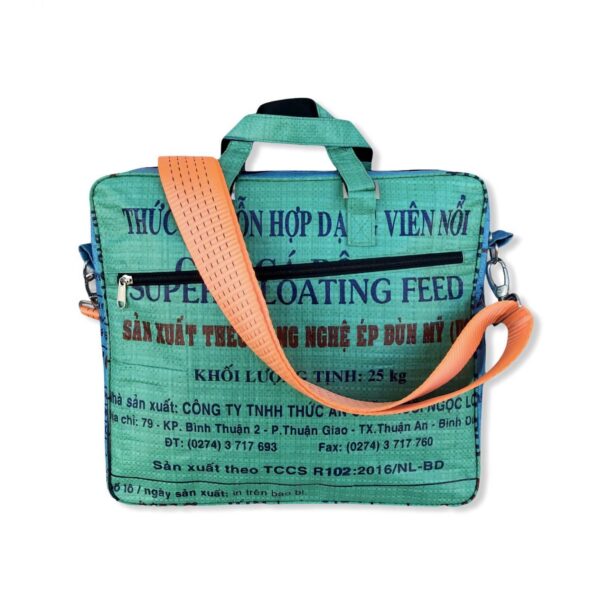 Beadbag Schultertasche Upcycling Recycling Tasche aus Reissack Grün Nolinearts