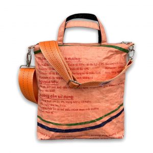 Beadbag Schultertasche Upcycling Recycling Tasche aus Reissack Orange Nolinearts