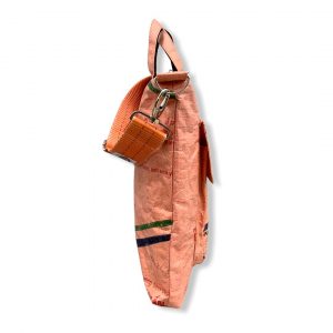 Beadbag Schultertasche Upcycling Recycling Tasche aus Reissack Orange Nolinearts
