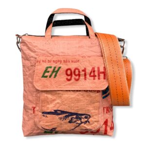 Beadbag RI2 Schultertasche Upcycling Recycling Tasche aus Reissack Orange Nolinearts