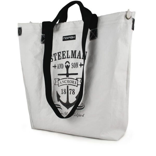 NO FISH Shopper Strandtasche Freizeittasche aus gebrauchtem Segeltuch(Steelman)