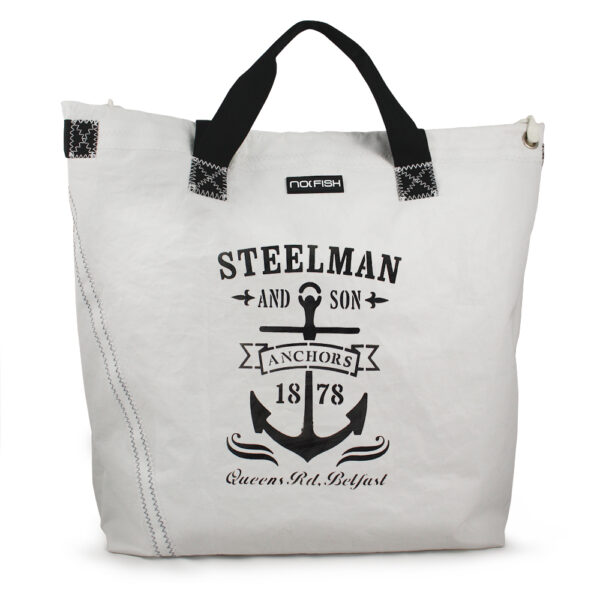 NO FISH Shopper Strandtasche Freizeittasche aus gebrauchtem Segeltuch(Steelman)