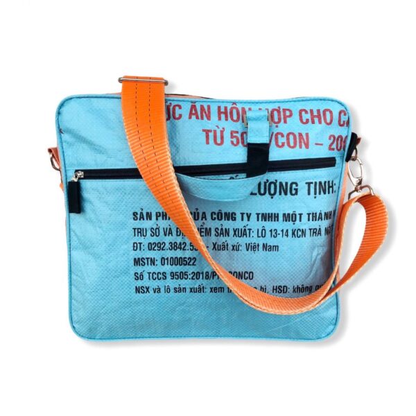 Beadbag RI84 Schultertasche Upcycling Recycling Tasche aus Reissack blau Nolinearts