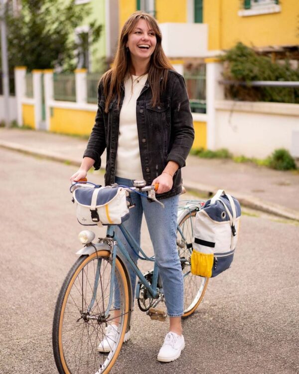 727 Fahrradtasche Rucksack Gepäckträger Tasche für Fahrrad Segeltuchtasche Shopper Segeltuch Tasche aus gebrauchten Segeln Nolinearts